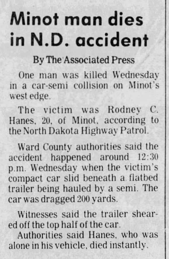 Clipping from The Bismarck Tribune